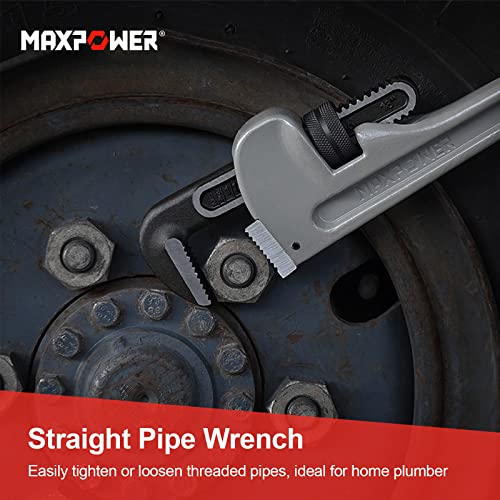 MAXPOWER 18-inch Pipe Wrench, 2.5 inch Jaw Opening Capacity