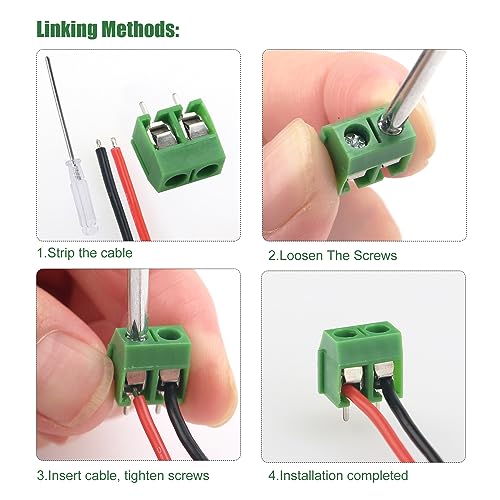 YIXISI PCB Mount Screw Terminal Block, 5 mm 2/3/4 Pin Screw Terminal Connector, for Arduino DIY Project, Green, Pack of 100 2P+3P+4P