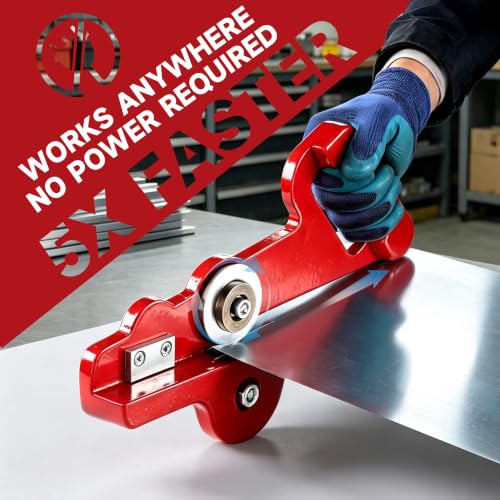 Manual Sheet Metal Cutter Hand Pull Tin Snips Portable Roof Cutting Tools Rotary Metal Plate Shears Double Wheels Scissors Handheld Straight Cut Nibbler Panel Slitter (13.7 IN) 13.7 IN