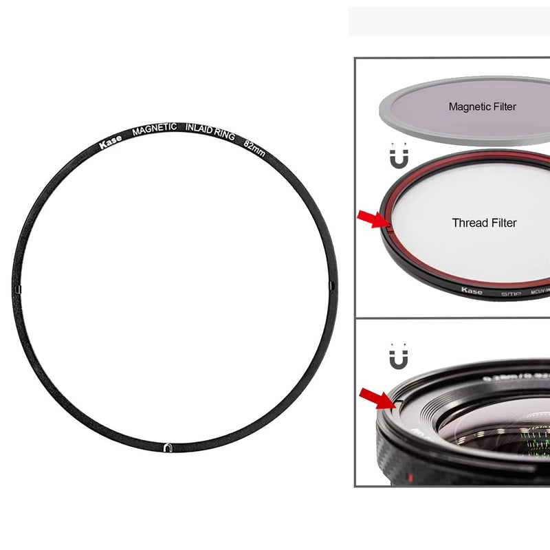 Kase 82mm Magnetic Inlaid Lens Filter Adapter Ring for Magnetic Filter/Magnetic Lens Cap