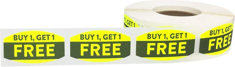 Buy 1 Get 1" BOGO Grocery Store Food Labels .75 x 1.375 Inch 500 Total Adhesive Stickers 0.75 x 1.375" Oval
