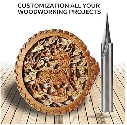 V21201 V-Point Router Bit 20 Degree Profile Bit for Outlining Letters in Wood Signs, Tracing Lines and Wood Carving 1/4" Shank 1/4"X2" (2 PCS) 2