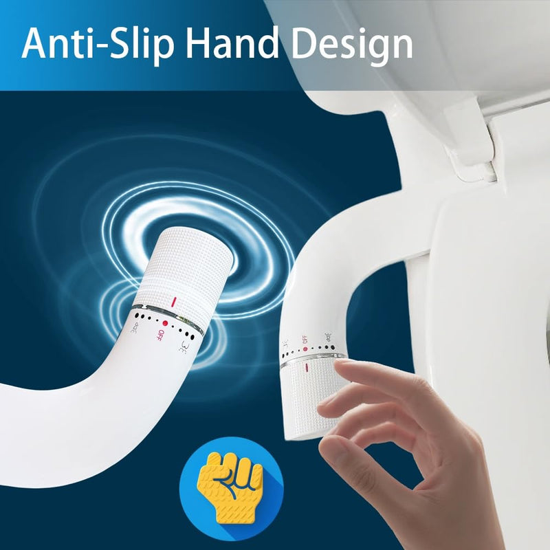 Ultra-Slim Hygienic Bidet Attachment for Existing Toilets - Adjustable Fresh Water Pressure, Dual Nozzle (Frontal & Rear Wash), Easy to Install, Black