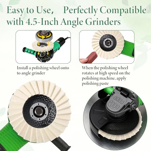 12 Pcs 4-1/2" Wool Polishing Wheel Disc & 3 Polishing Compounds