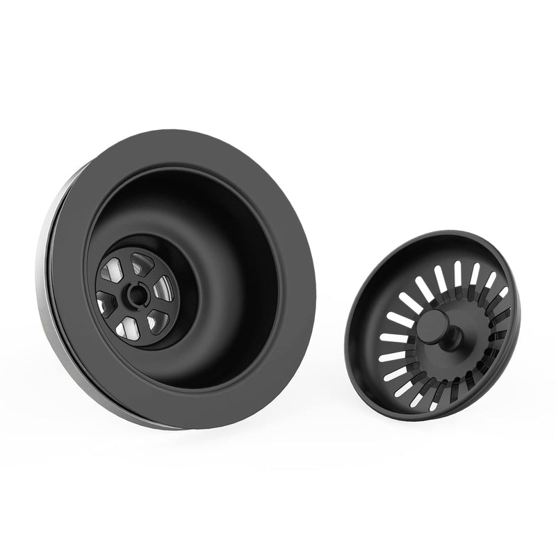 KONE Sink Drain Assembly, Kitchen Sink Drain Strainer Kit with Removable Strainer Basket Stopper, Universal fit USA Home/Commercial 3-1/2 Inch Standard Sink Drain Hole (Matte Black) Matte Black