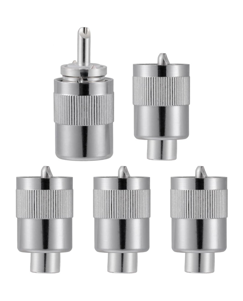 Vecys 5pcs PL259 UHF Male Connector 50 Ohm PL259 Male Plug Crimp RF Coaxial Plug Adapter for RG58 VLMR195 RG142 RG400 Low Loss Coaxial Cable PL259 for RG58/RG400