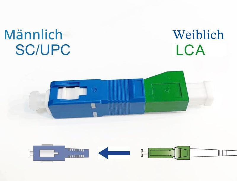 Elfcam - Fiber Optic Adapter for FRITZ! Box, Singlemode Simplex LC/APC Female/Female to SC/UPC Male Male, Fibre Interface Conversion for SFP, OTDR, VFL and Multimeter, Pack of 1 LC/APC Female - SC/UPC Male