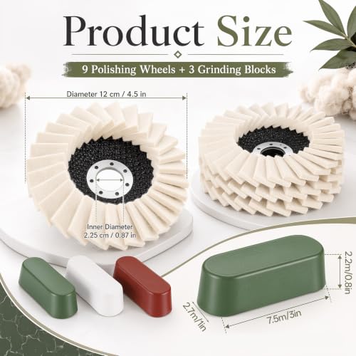 12 Pcs Wool Polishing Wheel Disc and Polishing Compounds Set