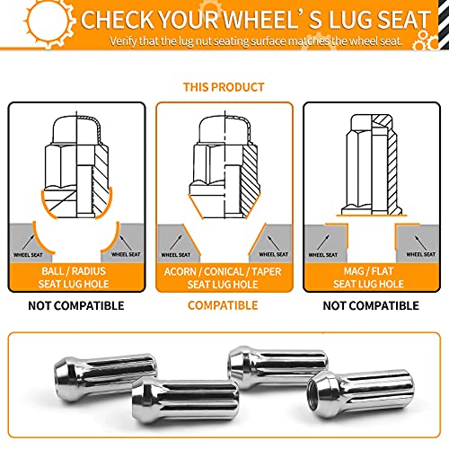 MIKKUPPA M14x1.5 Lug Nuts Chrome - Spline Large Acorn Seat Lug Nuts and 14x1.5 Wheel Locking Lug Nuts