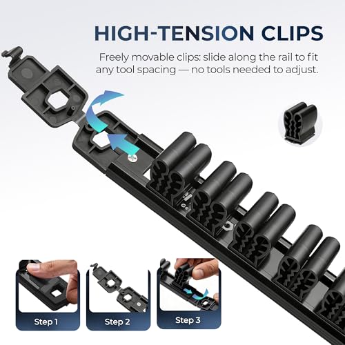 Reniteco 6-Piece Magnetic Socket Organizer and Screwdriver Organizer Set 6 Pack Black