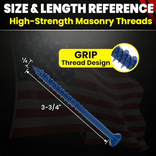 Flat Head Concrete Screw Anchor (1/4 x 3-3/4") 100 Pieces with Drill Bit (Miami-Dade Compliant) Chenango Supply