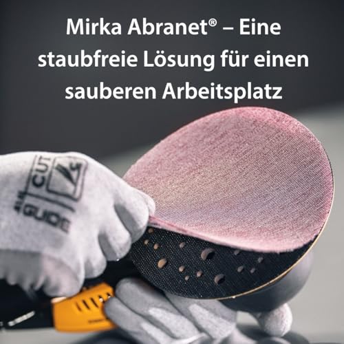 Mirka Abranet 5424105012 Mesh Sanding Discs, Diameter 150 mm, Velcro, Grit P120, Pack of 50, for Sanding Wood, Filler, Varnish, Plastic | Mesh sanding discs P120 for wood, spatula, varnish, plastic, high dust extraction and long service life 120