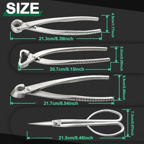 SPEEDWOX 4 Pcs Bonsai Tool Set Heavy Duty Bonsai Tree Kit bonsai pot Concave Cutter,Knob Cutter,Trunk Splitter,Bonsai Scissors Steel Ashinaga Scissors with a storage pouch for live horsetail plants