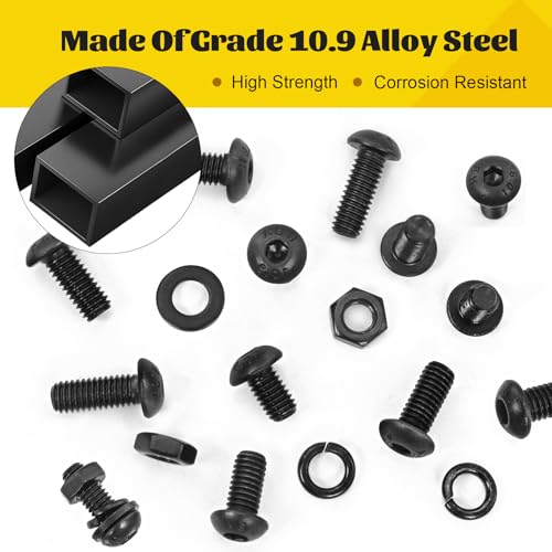 2200PCS M2 M3 M4 M5 Metric Hex Socket Button Head Screws Assortment Kit & 164PCS M8 Flange Head Bolts Assortment Kit 10.9 Black Zinc Galvanized