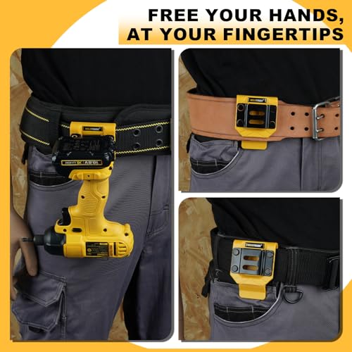 MELOTOUGH Heavy Duty Framing Nail Gun Tool Bag with Extra Storage Pockets Shoulder Strap Fits Hitachi NR83A,Drill Belt Clip,Drill Holder for Tool Belt,Drill Holster,Measuring Tape Holder(Yellow)