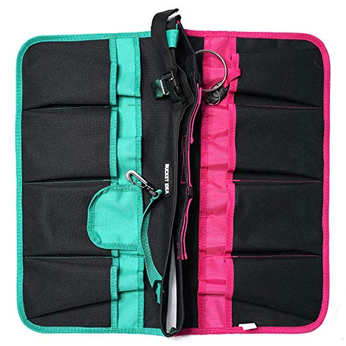MELOTOUGH 1 PACK Bucket Tool Organizer for Garden Tools Fit 3.5 to 5 Gallon Bucket + 3 PACK Canvas Zipper Tool Pouch Zipper Bag