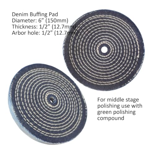 6" Stainless Steel Polishing Buffing Kit for Bench Grinder, 1/2" Hole-6pc