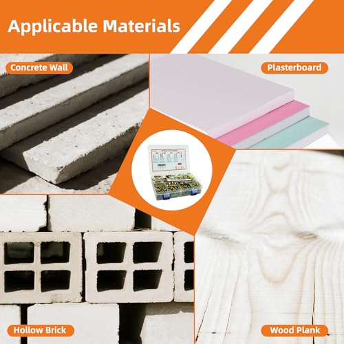 420pcs Self Drilling Drywall & Concrete Anchor Kit (M6 M8, 4 Sizes) with M6 & M8 Drill Bits, Loose Hinge Hole Repair, for Concrete, Wooden, and Home Decor Wall Hole Repair Kit Screws -420-A