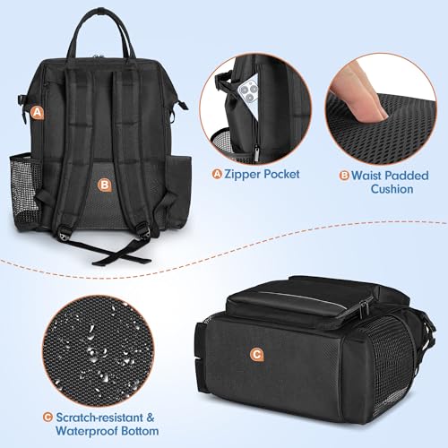 LoDrid Heavy Duty Cleaning Supplies Bag with Steel Frame Top, Black