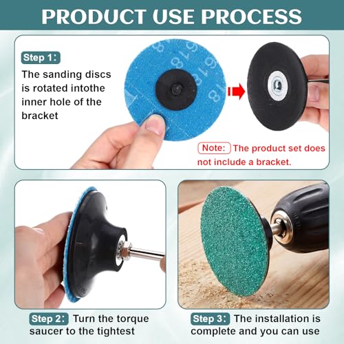 Newwiee 150 Pcs 3 Inch Sanding Discs 60 Grit, Quick Change Zirconia Discs