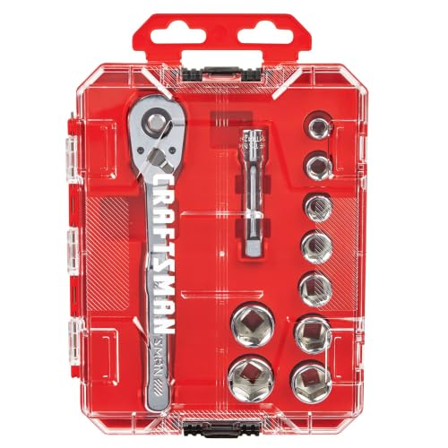 CRAFTSMAN 11-Piece Socket Set, Metric, 3/8 Inch Drive, Low Profile Ratchet, 90-Tooth (CMMT12127) NEW MM, 11 Piece