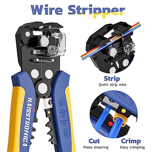 haisstronica Wire Stripper and Crimper Set, AWG 26-10 for Heat Shrink HS-8327