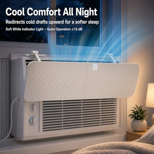 AirFlow Pro Cool & Pure Window Air Conditioner Deflector with Negative Ion Purifier, Adjustable AC Vent Deflector for Mini Split & Window Units, Universal ABS Air Vent Deflector to Prevent Direct Blow