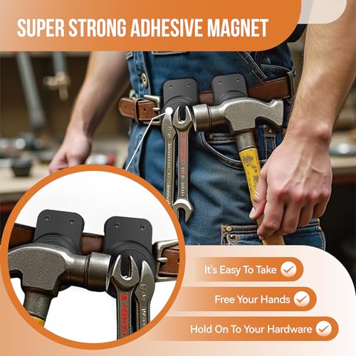 Magnetic Tool Holder | Drill Holder, Magnet Belt Clip Holster for Hammer,Screw,Pliers,Spanner,Trowel | Clip-on Tool Belt Drill Holder for Impact Driver,Any Tools w/Hanger Clips.