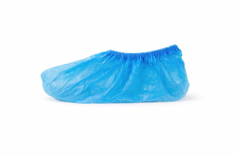 Pack of 100 Blue Overshoes - CPE Disposable Shoe Covers Waterproof & Tear-Resistant - Universal Size up to Size 47 - For Craftsmen & Hygiene Areas