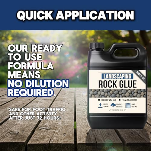 Landscape Mulch & Rock Glue – Heavy-Duty Ground Cover Adhesive for Mulch, Wood Chips, Pebbles & Gravel – Weather-Resistant Landscaping Bonding Spray (Rock Glue, 32 oz)