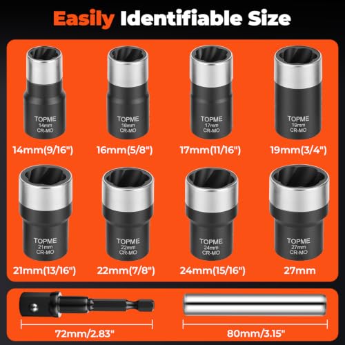 10 Piece Wheel Lock Removal Kit, 1/2" Drive Lug Nut Extractor Set