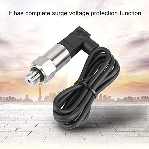 Stainless steel pressure transducer, 0-1 MPa pressure sensor silicon pressure transmitter sensor water flow sensor 4-20mA output G1/4" for water gas oil (0-1MPA) 0--1MPA