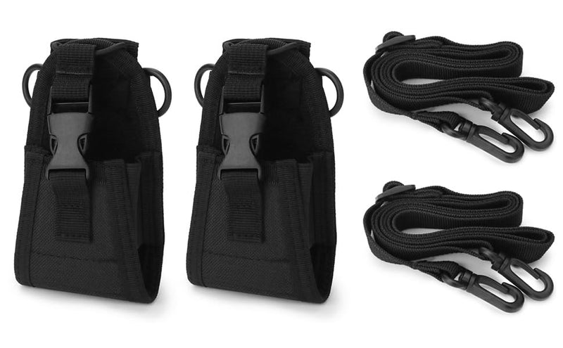 QWORK Radio Pouch Case Holder - 2 Pack Tactical Walkie Talkie Pouch Multi-Function Intercom Bag for Polic Fireman Security Officer Compatible with Most Two-Way Radios, Black