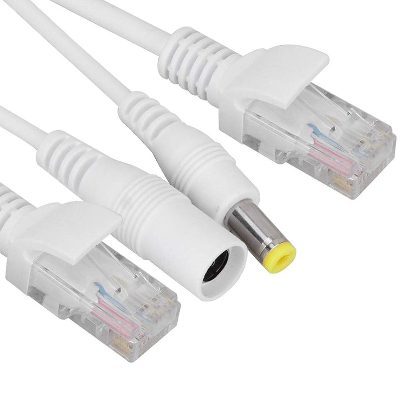 12V PoE Compatibility Adapter, Power Over Ethernet Passive POE Adapter Cable Splitter for Surveillance Camera(White)