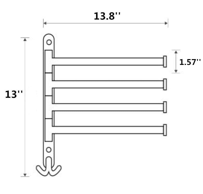 ELLO&ALLO Oil Rubbed Bronze Swing Out Towel Racks for Bathroom Holder Wall Mounted Towel Bars with Hooks 3-Arm Round Bar