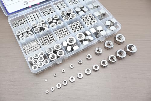 550 Pack SAE & Metric Hex Nuts Kit, 304 Stainless Steel Metric and SAE (550Pcs)