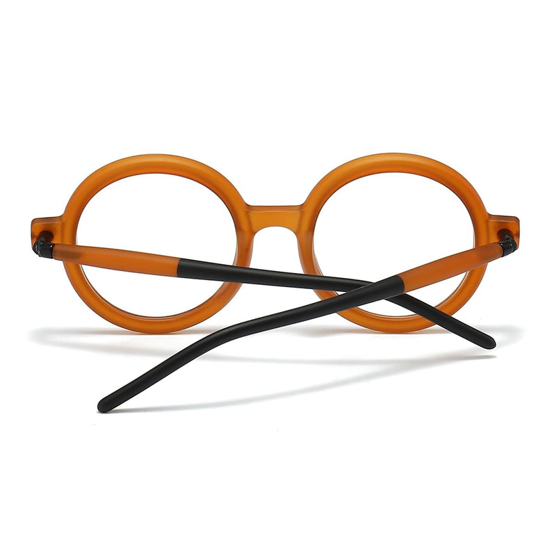 Round Blue Light Blocking Glasses for Women Men Retro 70s Oversized Circle Frame Glasses Computer TV Eyeglasses Orange 48 Millimeters