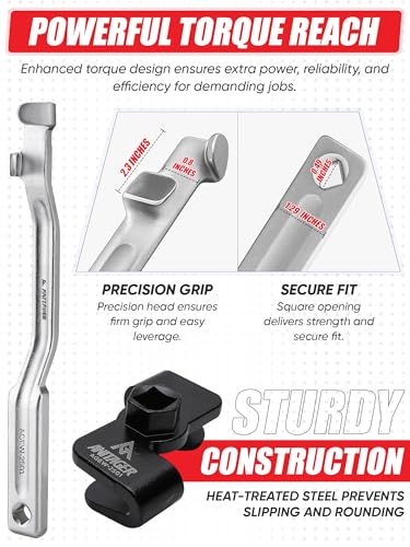 Wrench Extender Tool Set, 15-Inch Bar with Adapter, 2-Piece Heavy-Duty Forged Steel