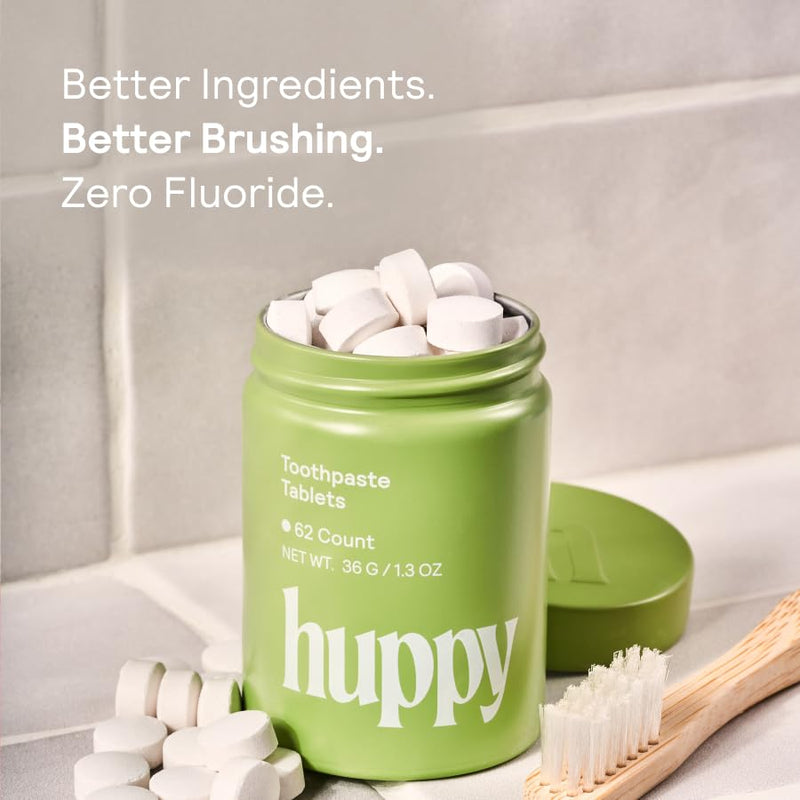 Huppy Toothpaste Tablets, Nano Hydroxyapatite, Fluoride Free and Plastic Free, Natural Whitening, Remineralizing, SLS Free, Bulk Supply, Peppermint Flavor (248 Count) 4 Month Refill (No Refillable Tin)