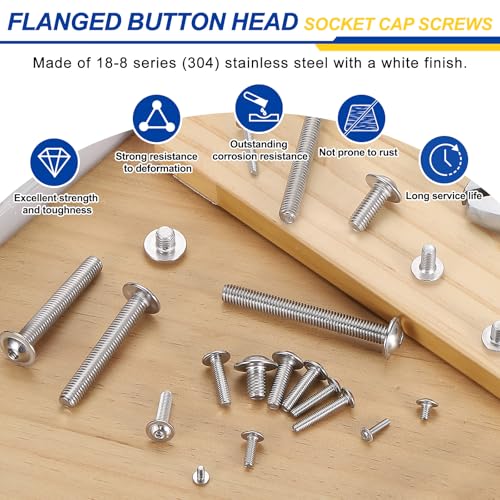 60pcs M8-1.25x30mm 304 SS Flanged Button Head Socket Cap Screws M8-1.25x30 60
