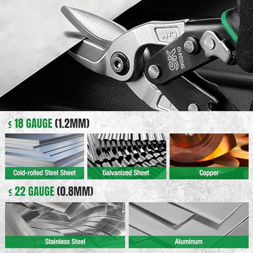 SK Tin Snips Heavy Duty, Left, Right and Straight Cut Aviation Snips Set 10" Left, Right, Straight Cut