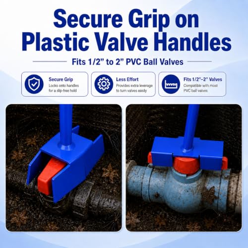Fuzqq 27.7-Inch Ball Valve Wrench, Shut-Off Ball Valve Tool and Water Valve Key, Heavy Duty Low Carbon Steel Valve Operating Tool for Hard-to-Reach Valves Blue