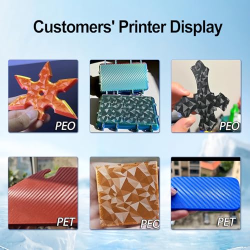 355x346mm PET PEO Double Side Build Plate for Bambu Lab H2D, Smooth Diamond PEO+Carbon Fiber PET Spring Steel Sheet Plate for Bambulab H2D 3D Printer PEO+PET 355x346mm