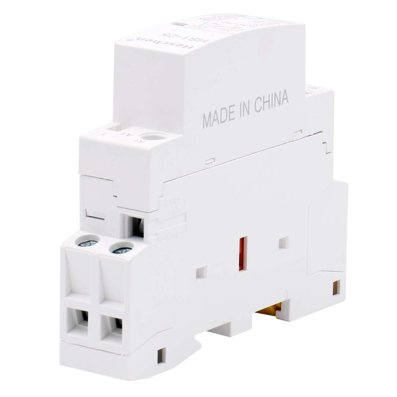 Heschen Household AC Contactor, HS1-25, Ie 25A, 2 Pin 1NO 1NC, AC 24V Coil Voltage, 35mm DIN Rail Mounting