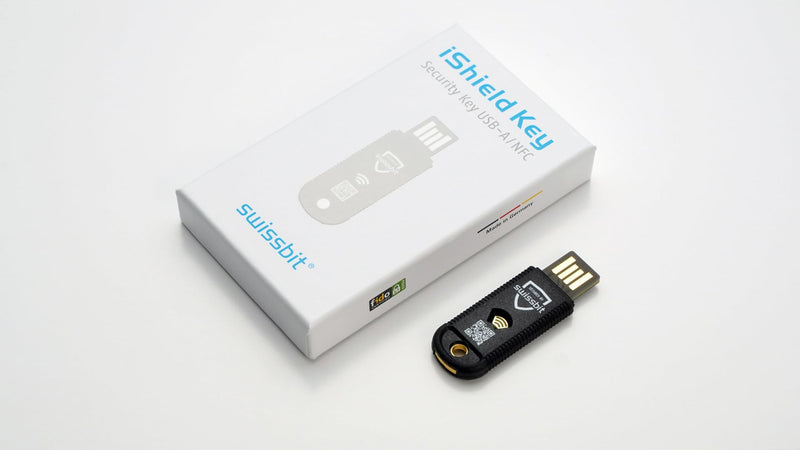 Swissbit - iShield Key Pro Security Key, Hardware Authenticator, USB and NFC Connection, FIDO2 Certified, U2F, HOTP, TOTP, PIV, 2FA, Black, (1pc) (iShield Key Pro USB-A/NFC) SNU20000D1PBAN0-E-01-110-SBB