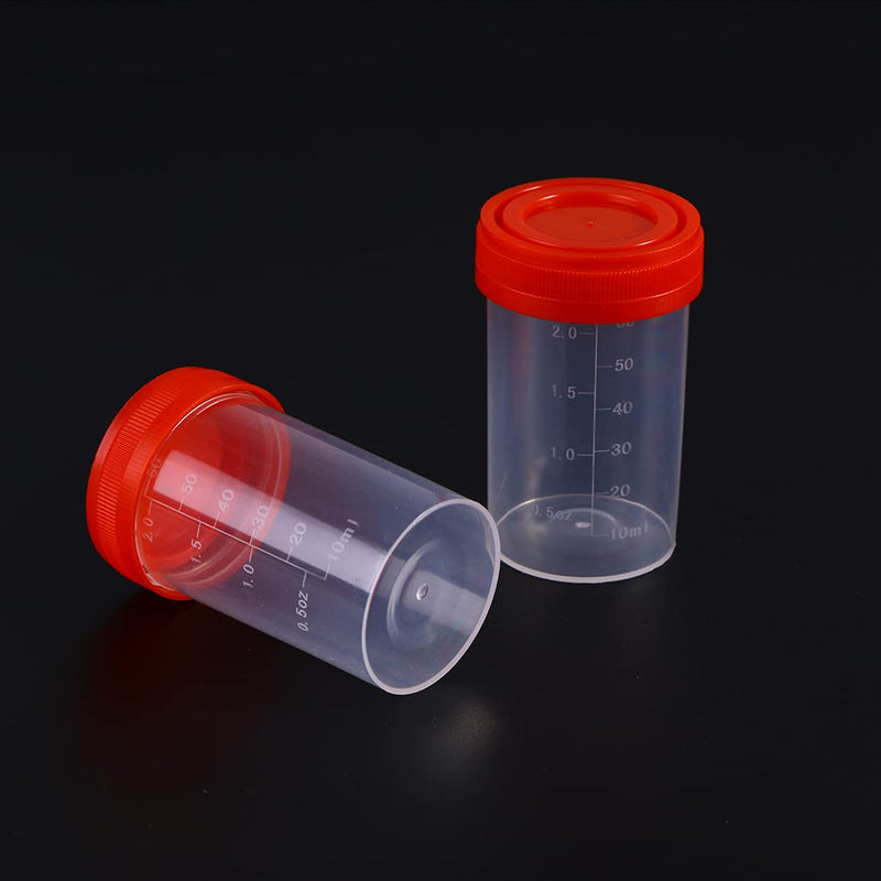 POPETPOP Sample containers 20 pieces sample cups with lids 60 ml urine container urine sample collection cup test cup without laboratory (random color) urine cup with screw lid medium as shown