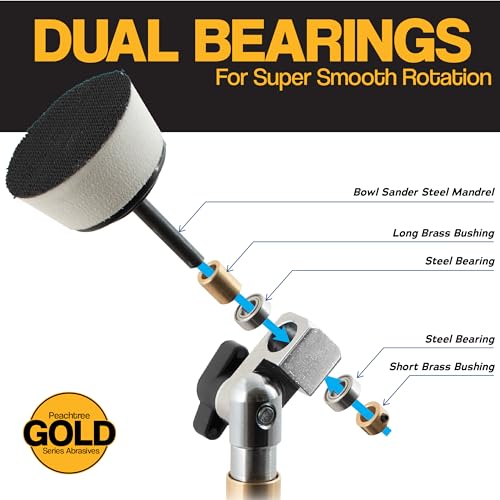 Bowl Sander for Woodturning 69-Piece Set (80/120/150/220 grits) with 400 Grit Keystone Flex Edge 2" Gold Sanding Discs