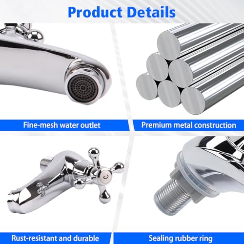 Basin Taps Pair, Traditional Bathroom Faucet 2-Hole Dual Lever Basin Taps