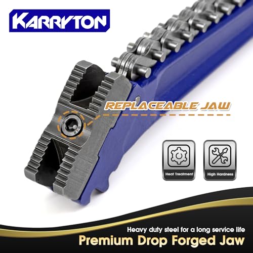 14" Chain Pipe Wrench 2" - 5" Pipe Diameters, 18.5" Chain Length Max Breaking Load 5500Lbs, Heavy Duty Plumbing Tool for Pipe Installation, Oil Fields Operations and Maintenance Blue 14-IN