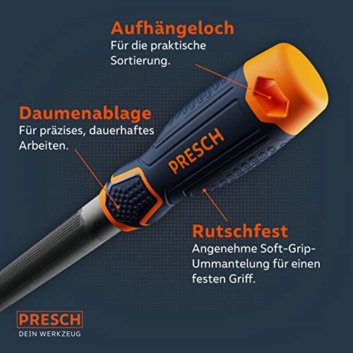 Presch Workshop File Half Round 200 mm – High Quality Half-Round File with Cross Puller H2 for Filing Rounds and Straight Lines in Metal, Wood or Plastic – High-Quality Metal File Workshop file semi-circular